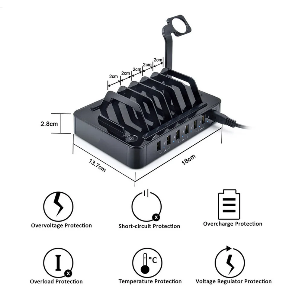 6 Порты и разъёмы Зарядное устройство usb-станция 5 V 8.8A зарядная док-станция для iPhone iPad samsung мобильного телефона Универсальный зарядный док-станция