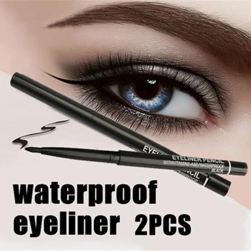 

New 2 Pcs Women Waterproof Retractable Rotary Eyeliner Pencil Makeup Cosmetic Tool