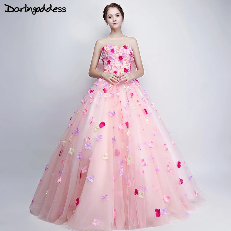 

Darlingoddess Pink Cloud Flower Wedding Dresses 2017 Sweetheart Lace Up Corset Wedding Gowns Custom Made Vestidos De Novia