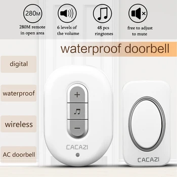 

CACAZI C9918 New Smart wireless doorbell waterproof 280M range door bell 48 Ringtones Home Door Bell