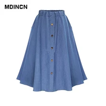 Повседневное женская джинсовая юбка лето cвободное характерное женские джинсовые юбки женская однотонная шапка Большие размеры с эластичной талией юбка