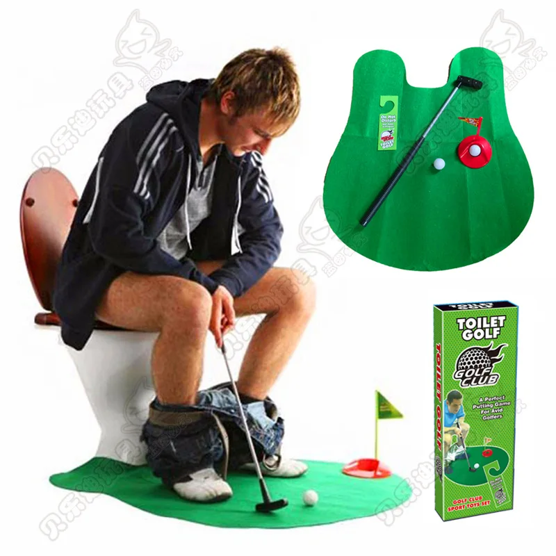 Image High quality toilet mini toilet golf training golf adult children s Toy toys Golf club ball floor flag Sports activities