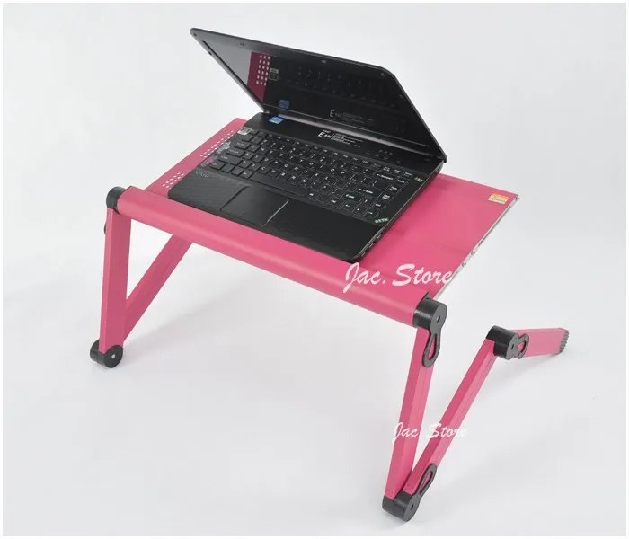Enviromental Folding Design Portable Laptop Desk with Super Big Fan and Plastic Mouse Pad Pink Color (7)