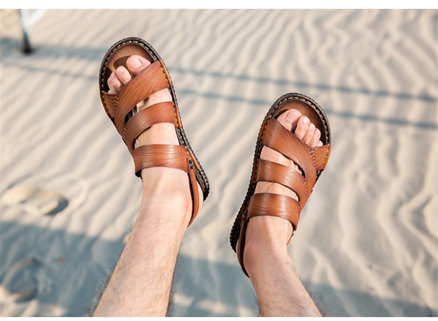 TKN для мужчин сандалии из телячьей кожи Открытый Лето 2019 г. ручной работы мужская обувь дышащая Повседневная дышащая обувь для ходьбы