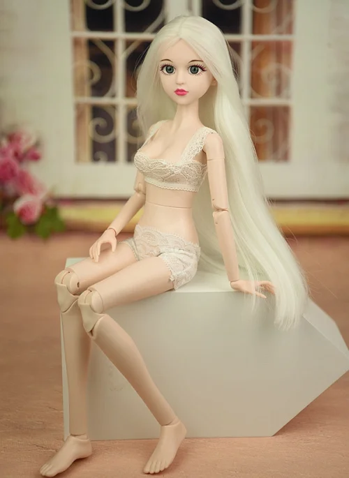 1/4 BJD Обнаженная кукла Синьи/3D настоящие глаза голые 46 см Оригинальная кукла тело двойное колено локтевое соединение/Макияж для косплея DIY кукла - Цвет: white hair doll