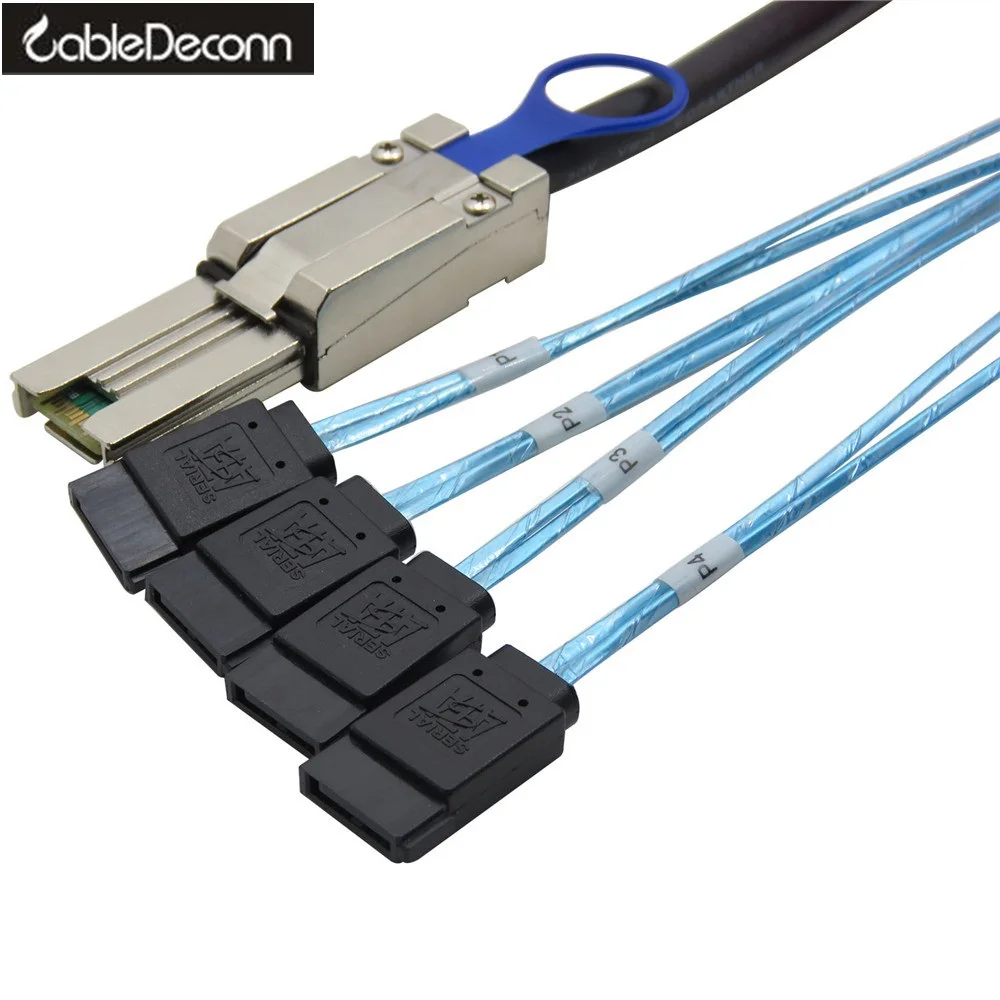 

SFF-8088 TO 4x SATA 7Pin Mini-SAS 26P TO 4SATA cable L=1.0m