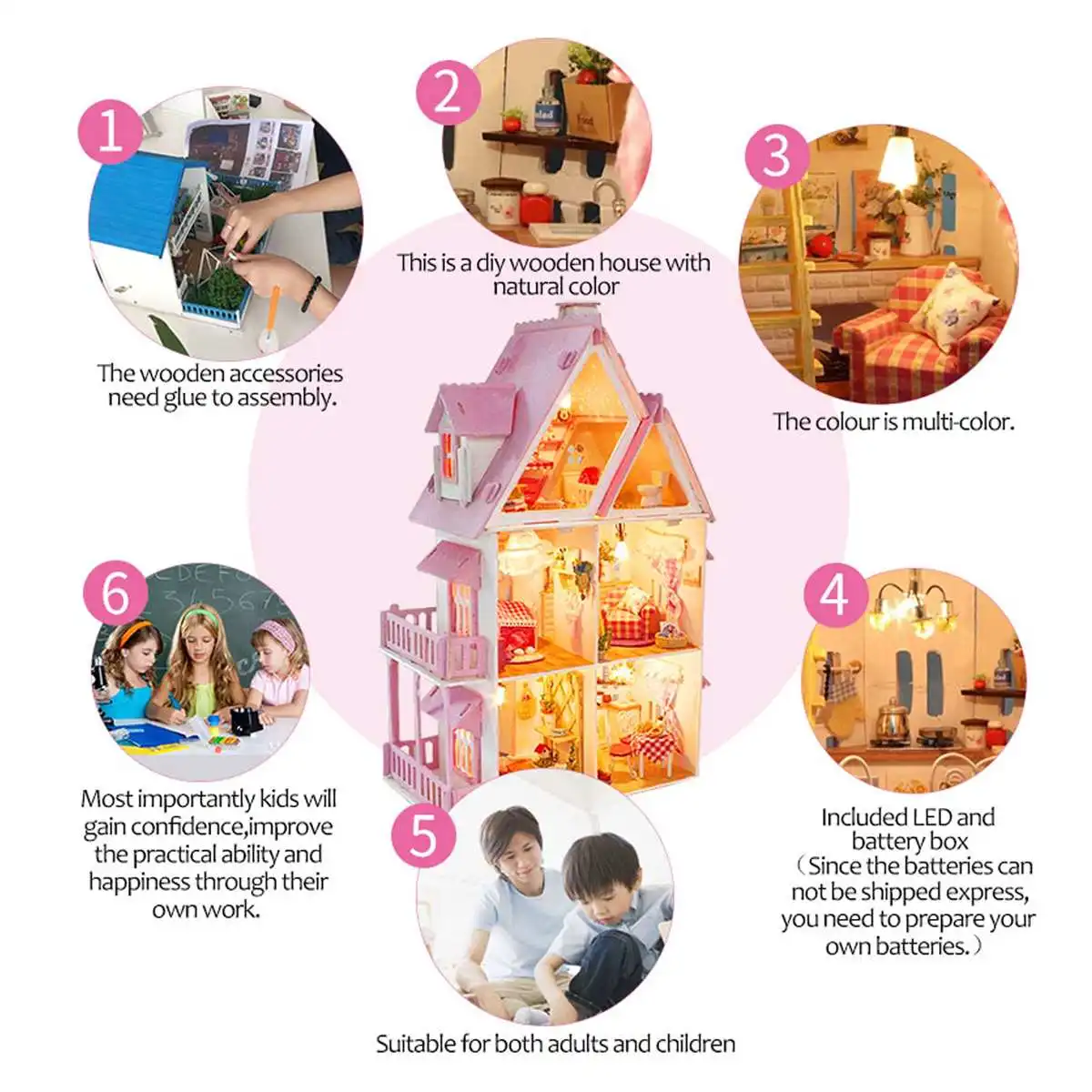 Светодиодный светильник ручной работы, миниатюрный кукольный домик, деревянный кукольный домик, миниатюрная коробка, мебель, кукольный дом, аксессуары для детского подарка