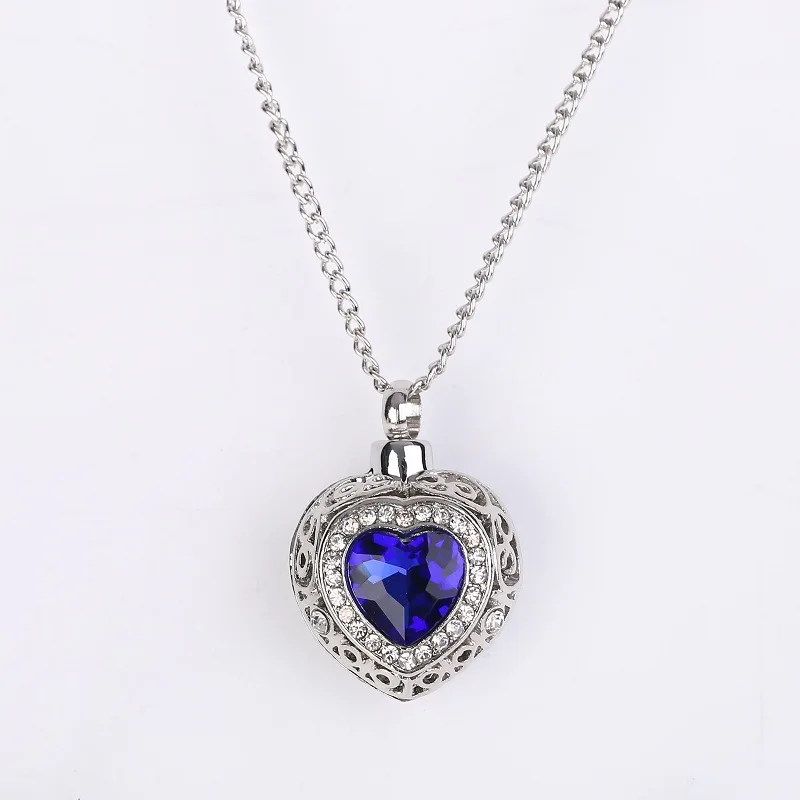 Индивидуальное ожерелье Ocean Heart Blue Gem Love кулон с пеплом Ожерелье в форме сердца
