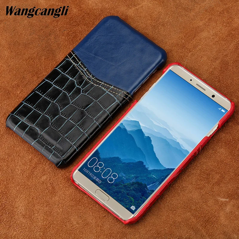 

For Huawei Mate 10 Insert card half package phone case Crocodile pattern and wax leather mixed color mobile phone case
