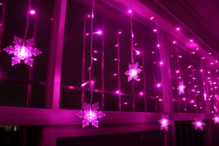 Us 12 17 28 Off Colorful 4m 100smd Led 18p Snowflake Curtain String Lights For New Year Xmas Wedding Party Ceiling Windows Decoration 110v 240v In