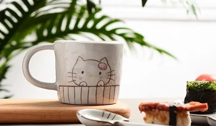 Ручная роспись hello kitty кофейные кружки Миски Наборы посуды десертные тарелки чашки и кружки Посуда