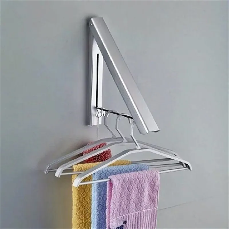 

Wall Mounted Solid Aluminium Double Clothes Drying Hanger Foldable Laundry Rack Bathroom Balcony Clothes Hanger Anti-Rust