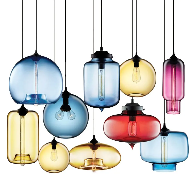 Europe LED pendant light Vintage colorful glass indoor lamp modern Hanging sitting dining room bar coffee shop lighting fixture Europe LED pendant light Vintage colorful glass indoor lamp modern Hanging sitting dining room bar coffee shop lighting fixture