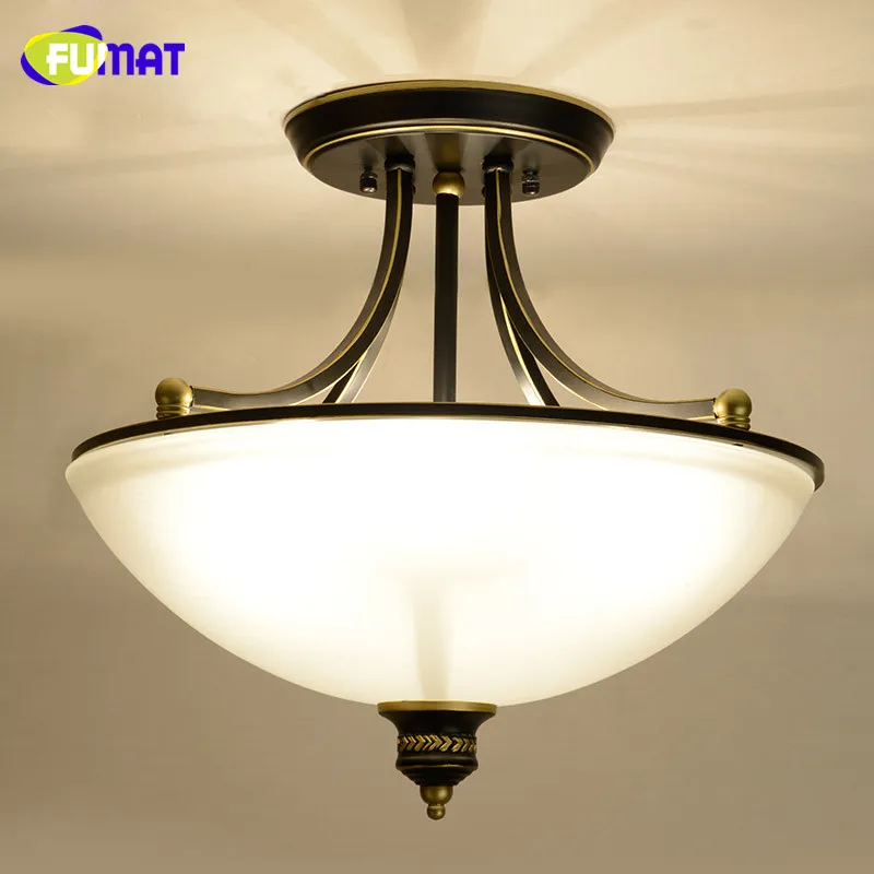 Simple European Style Country Ceiling Lamps American Retro Plafond Light Restauratn Study Iron Antique Glass Semi Ceiling Lights Simple European Style Country Ceiling Lamps American Retro Plafond Light Restauratn Study Iron Antique Glass Semi Ceiling Lights