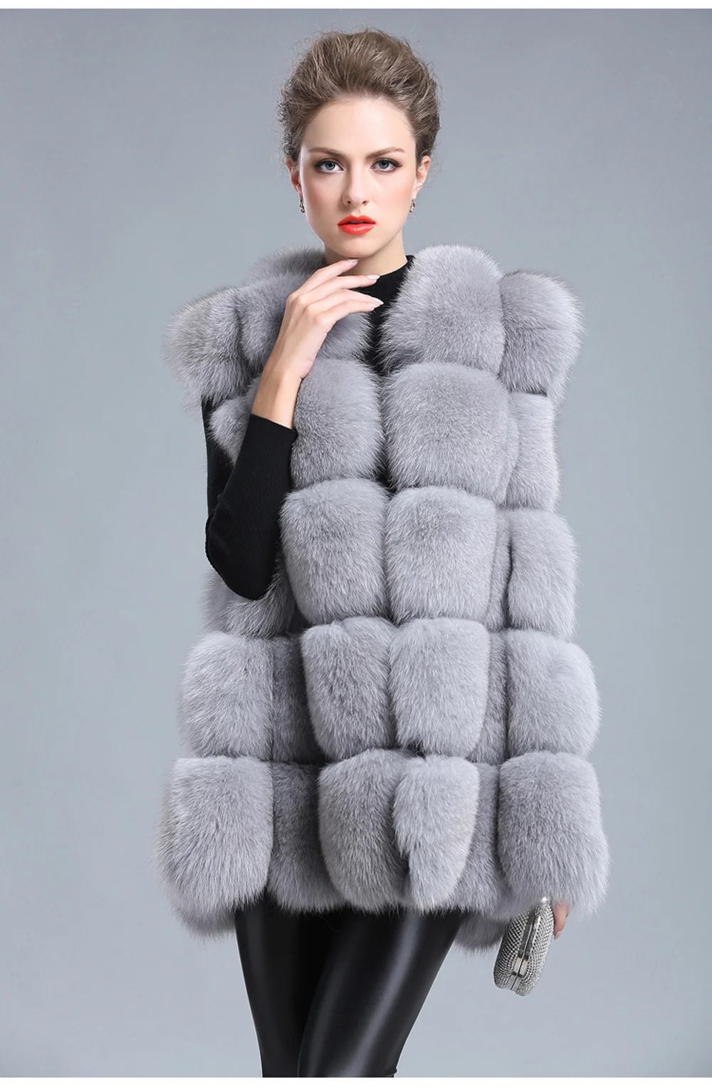 Free shipping Winter Women good quality sleeveless fox fur coat women real fox fur vest real natural fox fur vest jacket