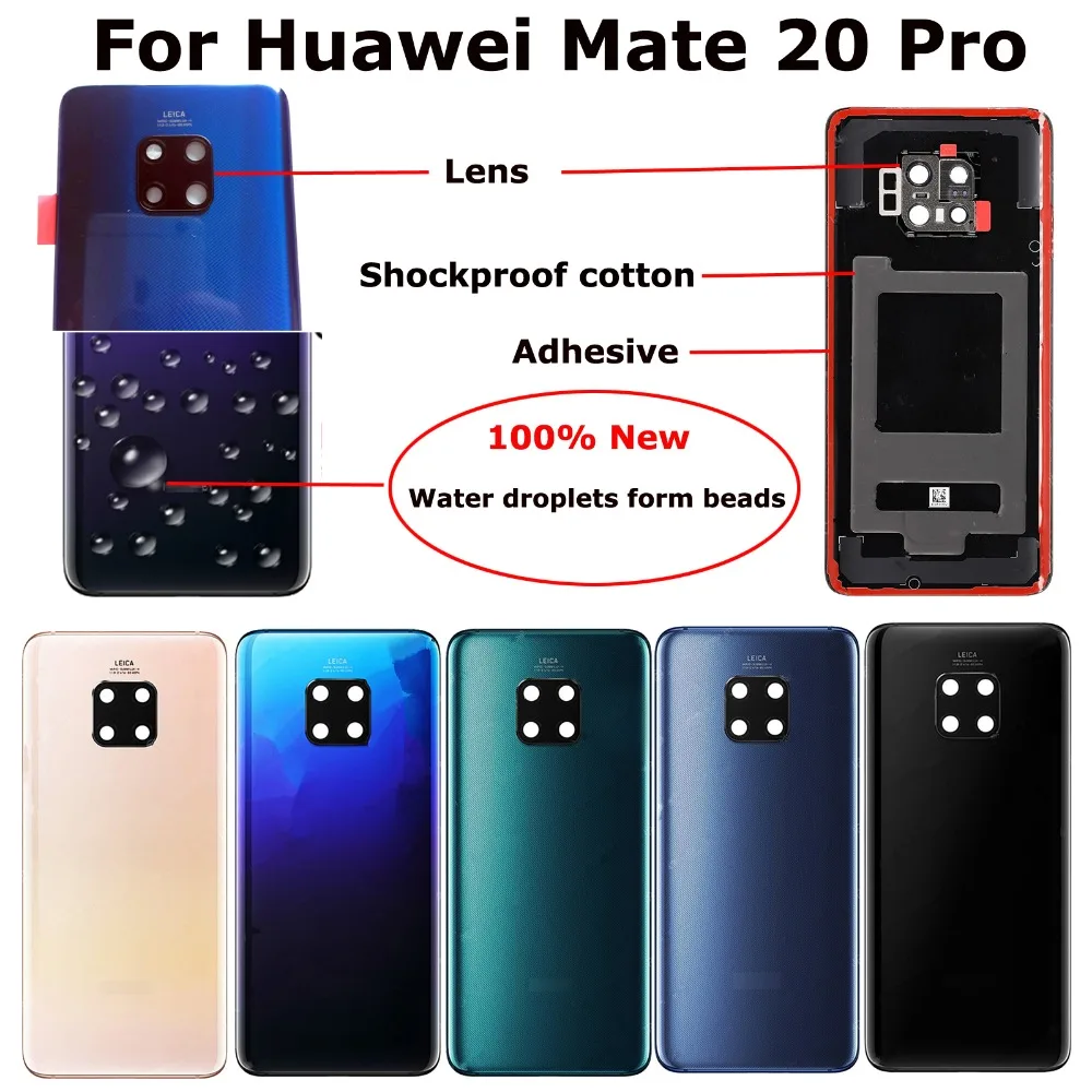 Оригинальная новая 6,3" для huawei Коврики 20 Pro LYA-AL00 LYA-L09 LYA-L29 Стекло задняя дверь Корпус Батарея дверь задняя крышка+ клей