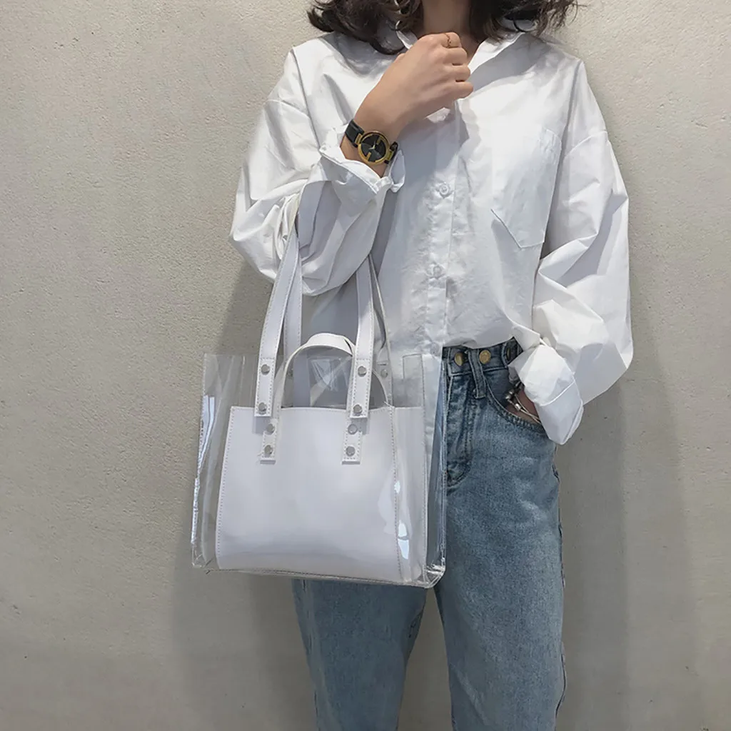 

Handbags fashion bags for Women new Transparent Wild Cute handbags solid Messenger Shoulder Bags zipper Wholesale 10H