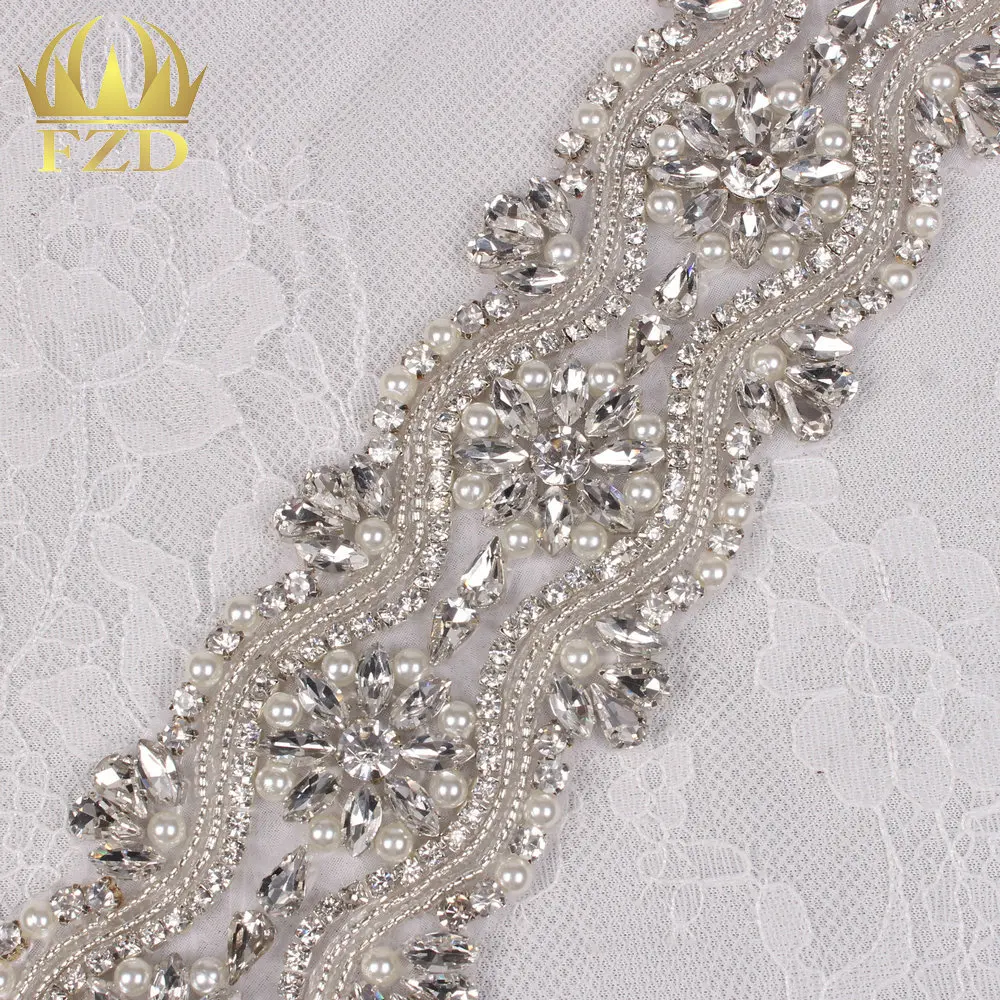

(10yards) Wholesale 1 Yard Sewing On Beaded Hot Fix Bling Decorative Rhinestone Trim for Wedding Dress Bridal Garters Sash