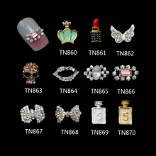 Blueness 10 шт. блестящие стразы кристаллы для ногтей Корона губы помада Череп Крылья лук Сплав 3D дизайн ногтей украшения