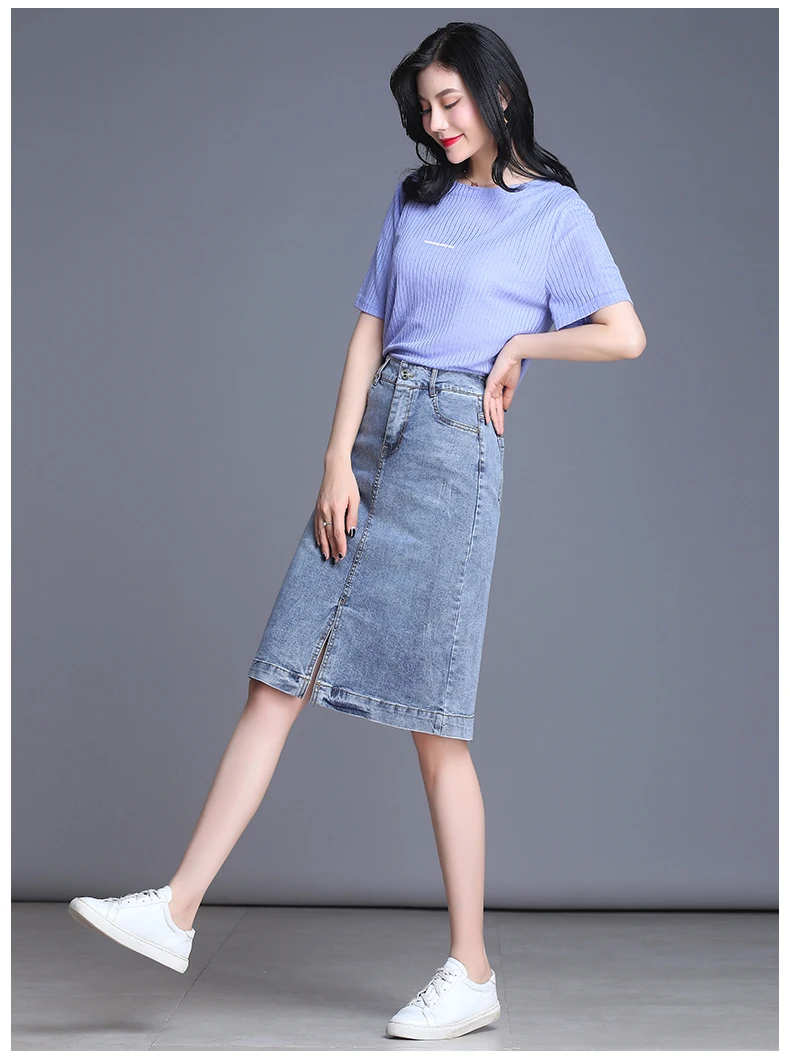 Женская юбка Уличная джинсовая юбка летняя юбка женская одежда 2019 Высокая талия Корейская винтажная юбка плюс размер Jupe Femme Y3047