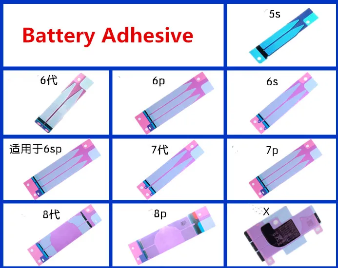 

5PCS Battery Sticker For iPhone X XS Max XR 8 8 Plus Adhesive Pull Strip Tab Glue 7 Plus 6 6S Plus 5 5C SE 5S 4 4S to DIY