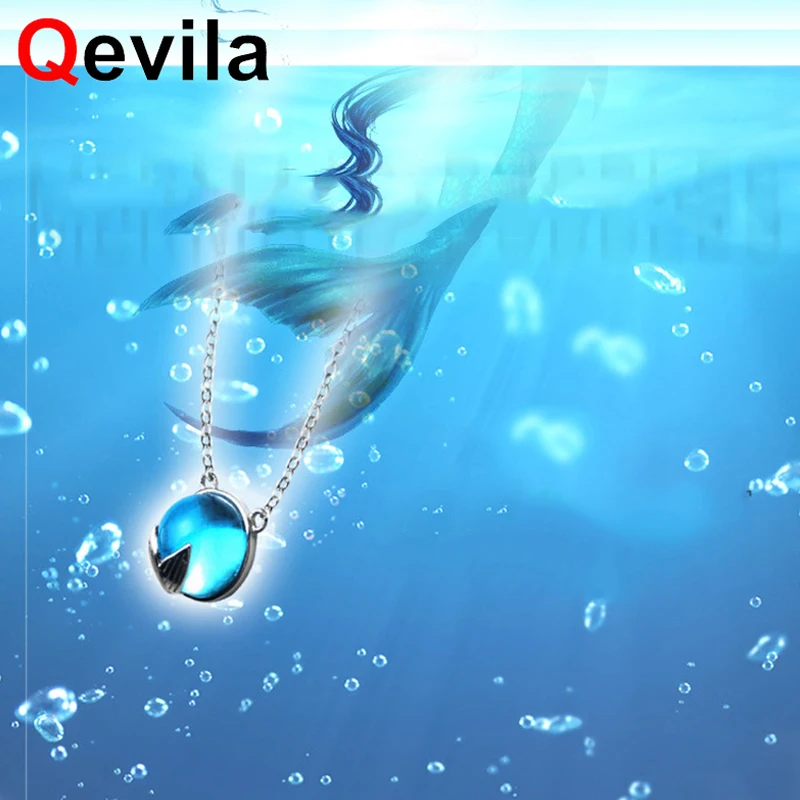 

Qevila Fine Jewelry Mermaid Foam Bubble Crystal Pendant Necklaces Real 925 Silver Women's Necklace Chokers Valentine‘s Day Gifts