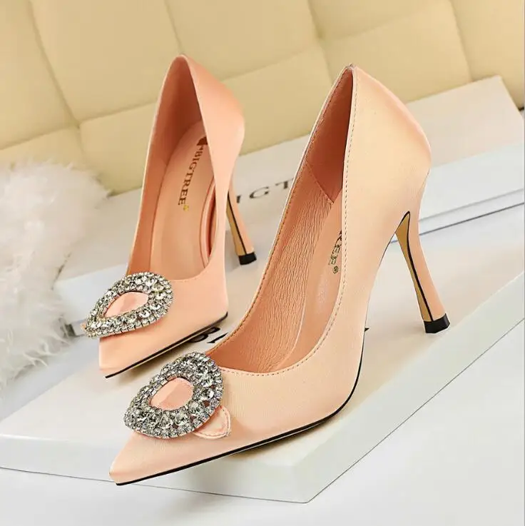 Women Pumps Extrem Sexy High Heels Women Shoes Thin Heels Female Wedding Shoes Ladies Shoes Silk party dress zapatos mujer c622 - Цвет: 6