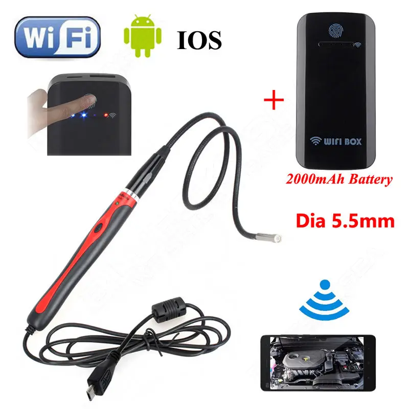 

Eyoyo 6LED 5.5mm Endoscope Waterproof Inspection Camera For Windows XP/7/Vista/8 Android 4.0+Wireless WIFI BOX For IOS Android