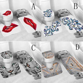 

Toilet Cover Seat 3pcs Non-Slip Fish Scale Bath Mat Bathroom Kitchen Carpet Doormats Decor Cushion Toilet Seat Cover Mat M50#