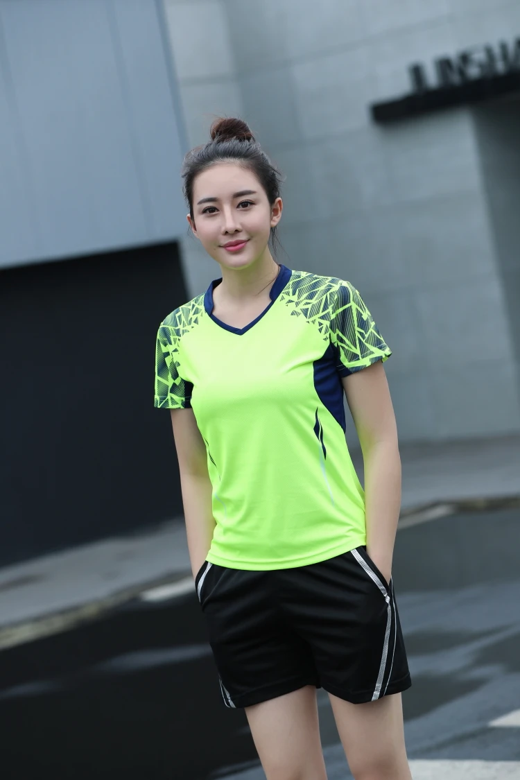 Стиль спортивная одежда для бадминтона дышащая мужская рубашка с v-образным вырезом бадминтон шорты футболки для женщин Теннисный корт рубашки