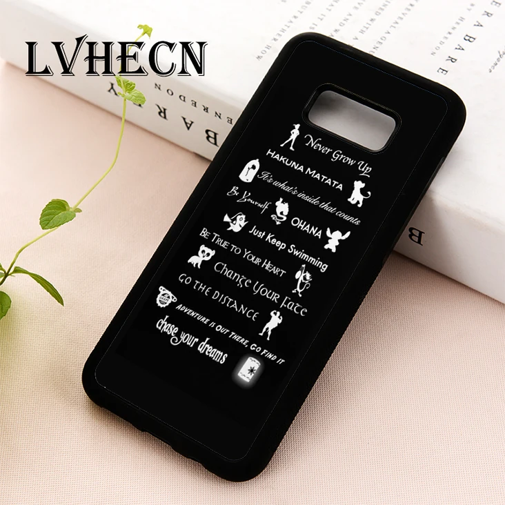 

LvheCn phone case for Samsung Galaxy S5 S6 S7 S8 S9 S10 EDGE PLUS S10e Note 5 8 9 Lessons Life Quotes Peter Pan Lilo and Stitch