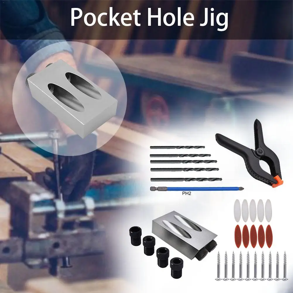 

M6-M8-M10 Pocket Hole Jig System Aluminum Block Inclined Hole Locator 15 Degree Angle Woodworking Jig for DIY Carpentry Projects