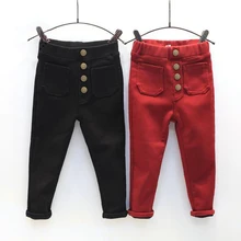 Г. Зимняя одежда для девочек; плотные Модные узкие брюки; детские теплые брюки