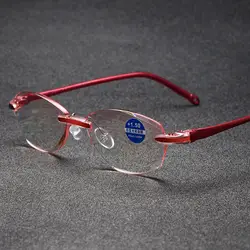 Модные женские выполненные алмазные кадров бизнес TR90 очки дальнозоркость анти-синий чтение зеркало + 1,00 до + 4,00