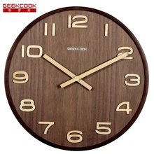 Large 14 inch Wooden Wall Clock Big Numbers Easy to Read for Living Room