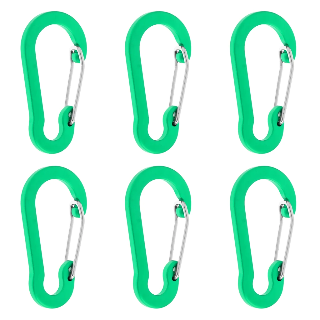 6 Pieces Aluminum D-Ring Carabiner Clip Spring Snap Hook Keychain