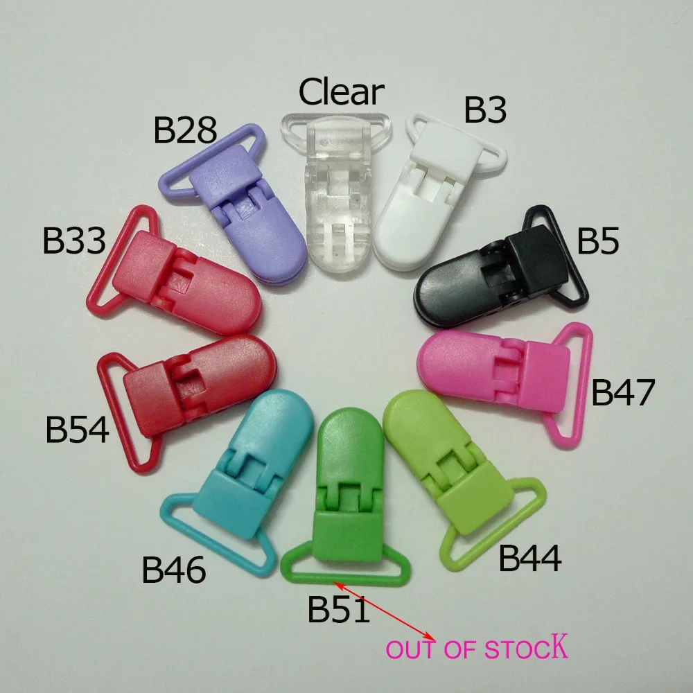 90pcs 9 Colors Mix 1" 25mm Wide Kam Plastic Suspender Clipsin Garment