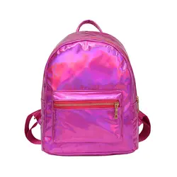 Модные лазерная рюкзак Для женщин девочек сумка из искусственной кожи голографический рюкзак школьные сумки для подростков женский