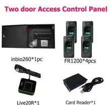 Inbio260 две двери отпечатков пальцев контроля доступа Системы комплект+ 12V5A непрерывный функцией аккумулятора+ FR1200 отпечатков пальцев