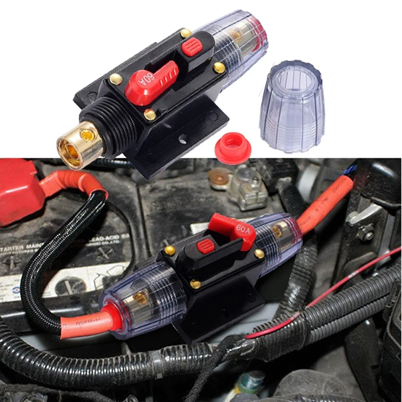 Youwinme 60A Car Audio Fuse Holder Refit For Auto Truck Audio Car Replacements Stereo Amplifier Circuit Breaker