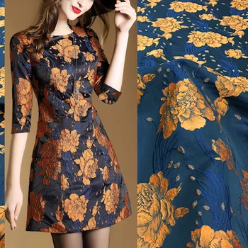 

HLQON chemical fiber brocade jacquard polyester soft fabric for patchwork dress felt sewing women tissue clothing