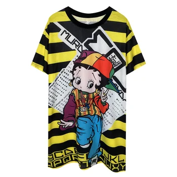 

Plus Size Sweet America Girl Cartoon T shirt 2019 Summer New Women Fashion Novelty Quick Dry Breathable Kawaii Casual Tops