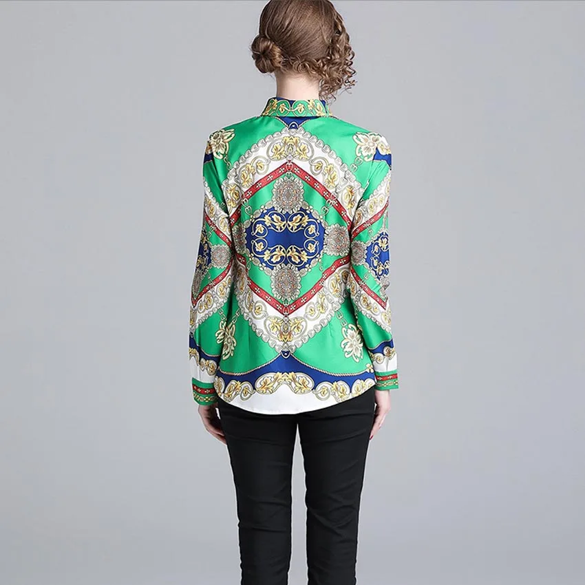 JKKFZY Women Autumn Print Shirt Blouse Fashion Runway Elegant Long Sleeves Party Shirt Female Retro Office OL Style Top JKKFZY Women Autumn Print Shirt Blouse Fashion Runway Elegant Long Sleeves Party Shirt Female Retro Office OL Style Top