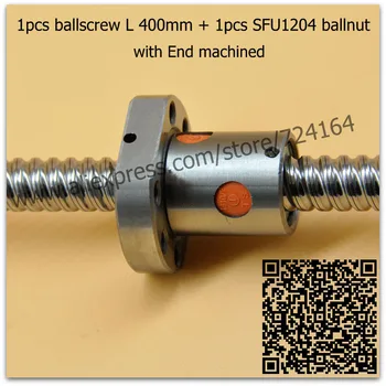 

End machined RM1204 Ballscrew 1pc ballscrew L 400mm + 1pc SFU1204 ballnut for CNC Route machine