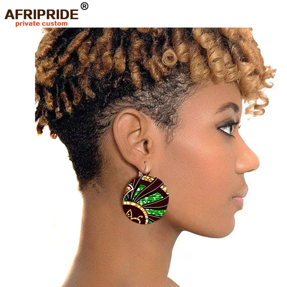 Африканские модные серьги для женщин Анкара ткань Африканские модные серьги гвоздики с цветочным принтом серьги ювелирные изделия AFRIPRIDE S004 - Окраска металла: 483
