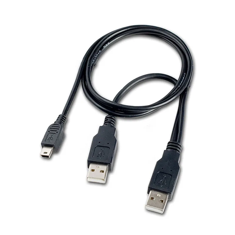 Двойной USB 2,0 type A к USB Mini 5-Pin type B x1 Y кабель для передачи данных и питания-капля