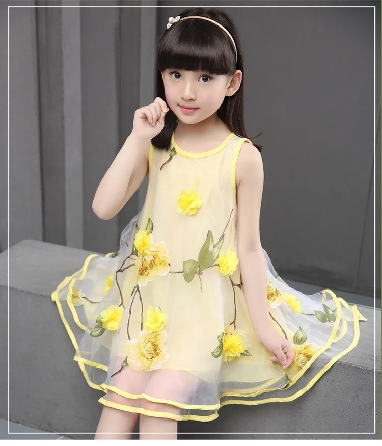 flowers organza big teenage little girls dresses summer 2016 yellow green sleeveless princess girl party dress kids sundress clothes 6 7 8 9 10 11 12 13 14 15 16 years big girls mini ball gown dress children clothing (7)