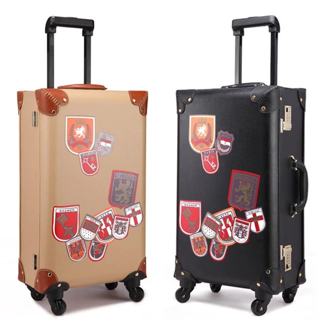 Vintage 24inch Universal Wheel Retro Uk Style Suitcase Vintage 24inch Universal Wheel Retro Uk Style Suitcase Trolley Luggage Travel Bag Female Male