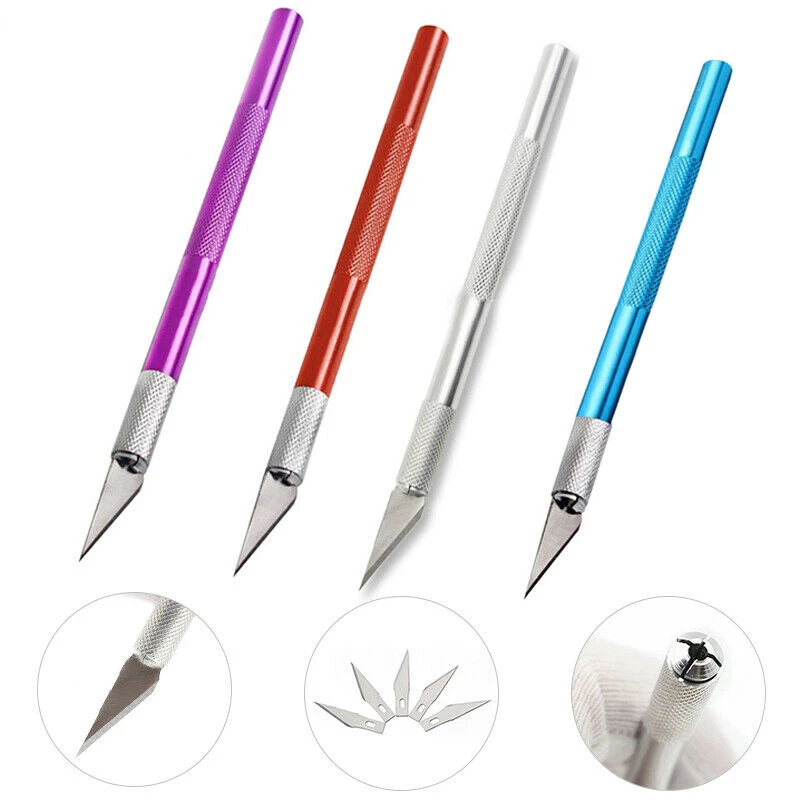 

Non-Slip Metal Scalpel Knife Tools Kit Cutter Engraving Craft Knives + 5pcs Blades DIY Repair Hand Tools 5 Colors
