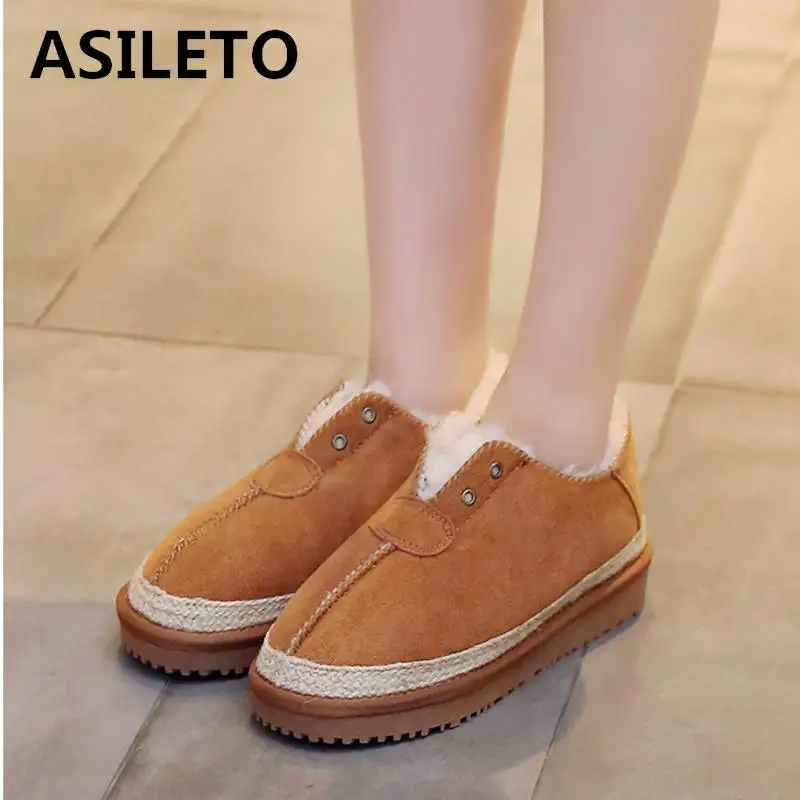 

ASILETO botas femininas de inverno women winter snow boots real cowhide leather shoes women sewing ankle boots women boots S634